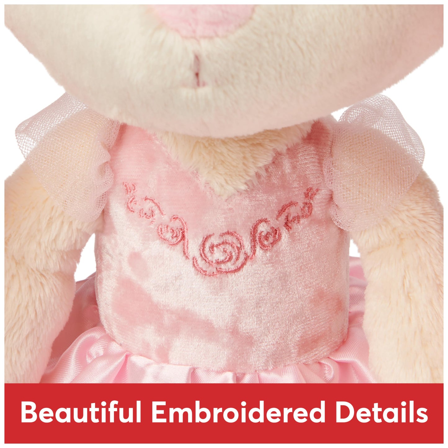 GUND Curtsy Ballerina Bunny Plush Stuffed Animal, Pink, 15", Cream Plush Fur, Ages 1+