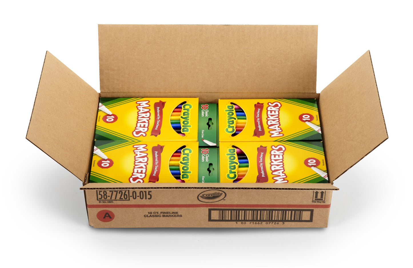 Crayola Classic Fine Line Markers, 10 Count, Case of 24