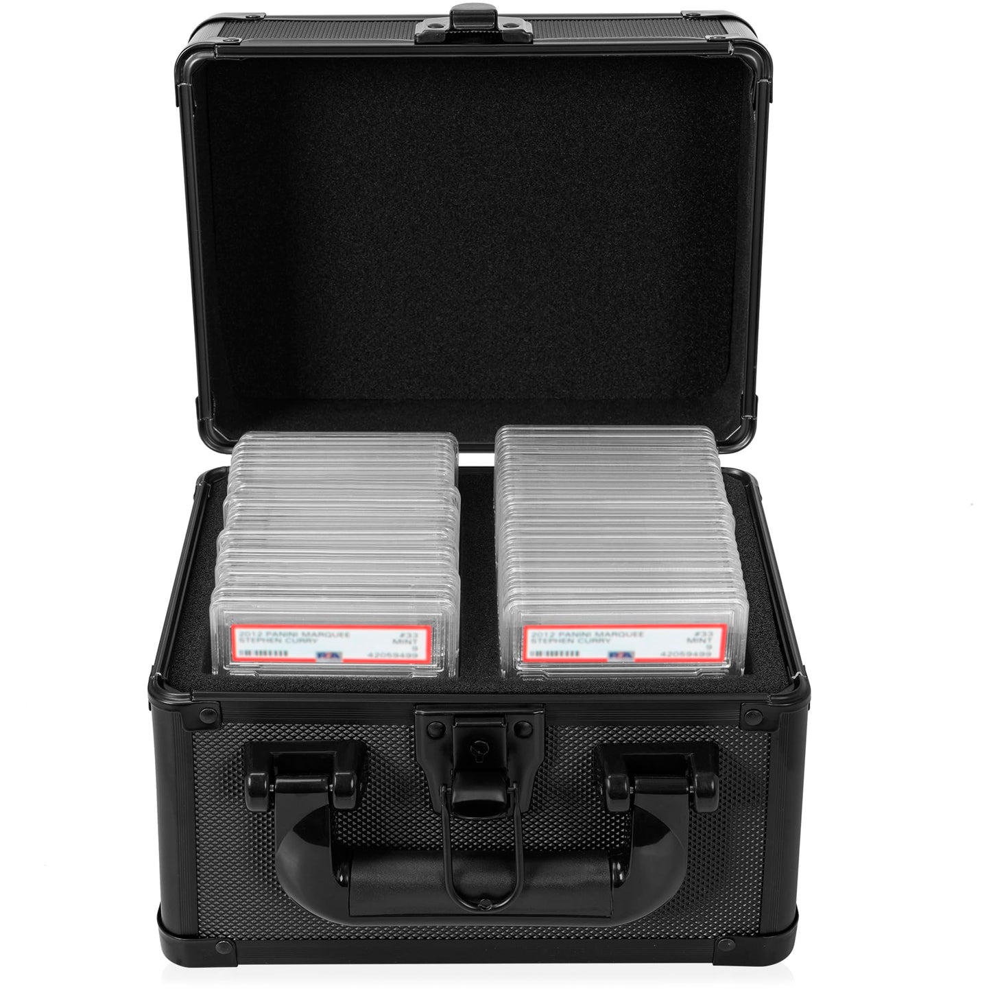 Ouutmee Graded Card Case - Aluminum Alloy Graded Card Storage Box Compatible With 40 Card Slabs, Sports Trading Card Case Fits P
