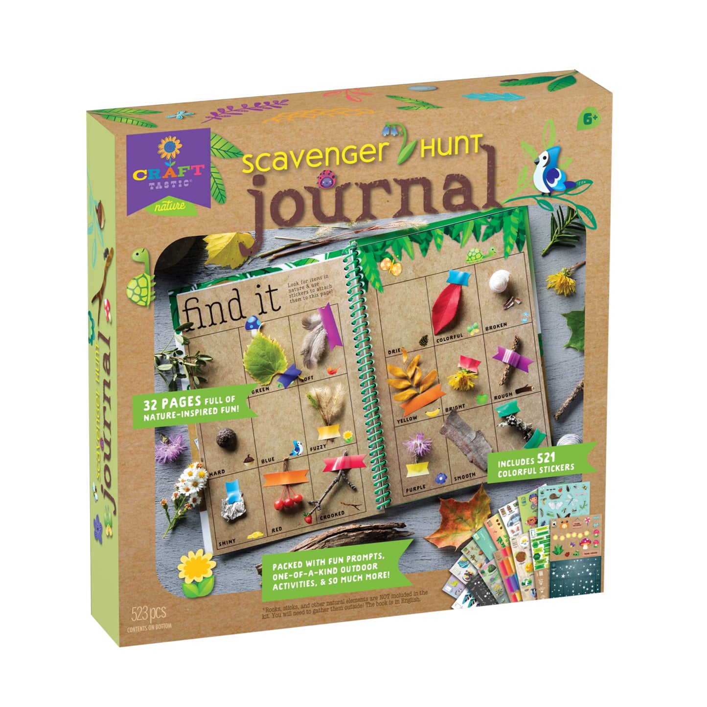 Craft-Tastic Scavenger Hunt Journal - Nature Diy Craft Kit - 32 Page Journal With Over 500 Stickers - Ages 6+