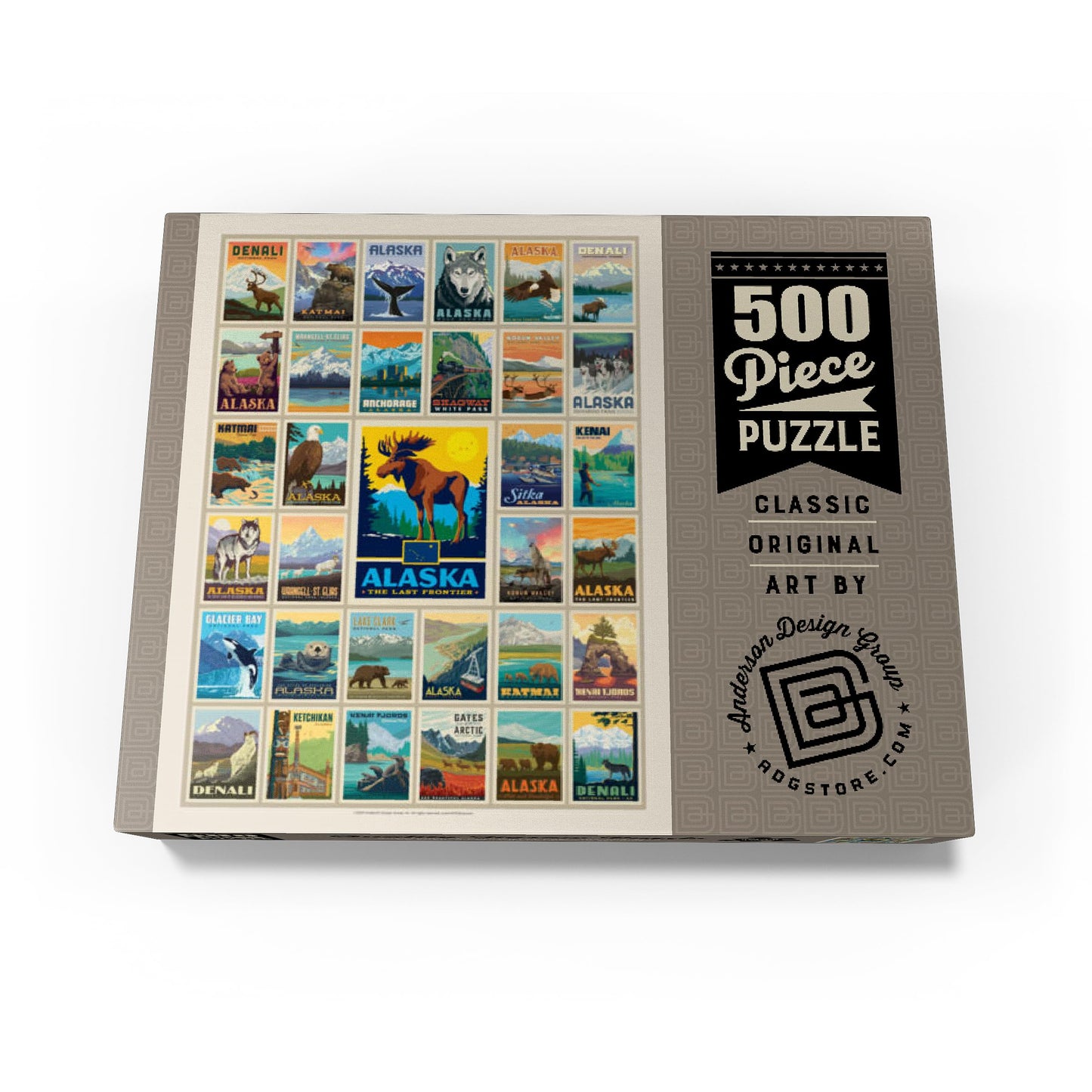 Mypuzzle Alaska: Multi-Image Print, State Pride, Vintage Poster - Premium 500 Piece Jigsaw Puzzle For Adults