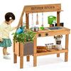 Aoparts Mud Kitchen For Kids Outdoor, Wood Outdoor Kitchen With Planter Box, Toddler Play Kitchen With Sink, Faucet, Blackboard,