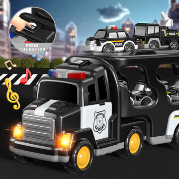 Beby Buty 7 in 1 Police Trucks Cars Toys for Toddlers 3-5, Boy Toddler Car Truck Toys with Light Sound, Birthday Gifts Toys for