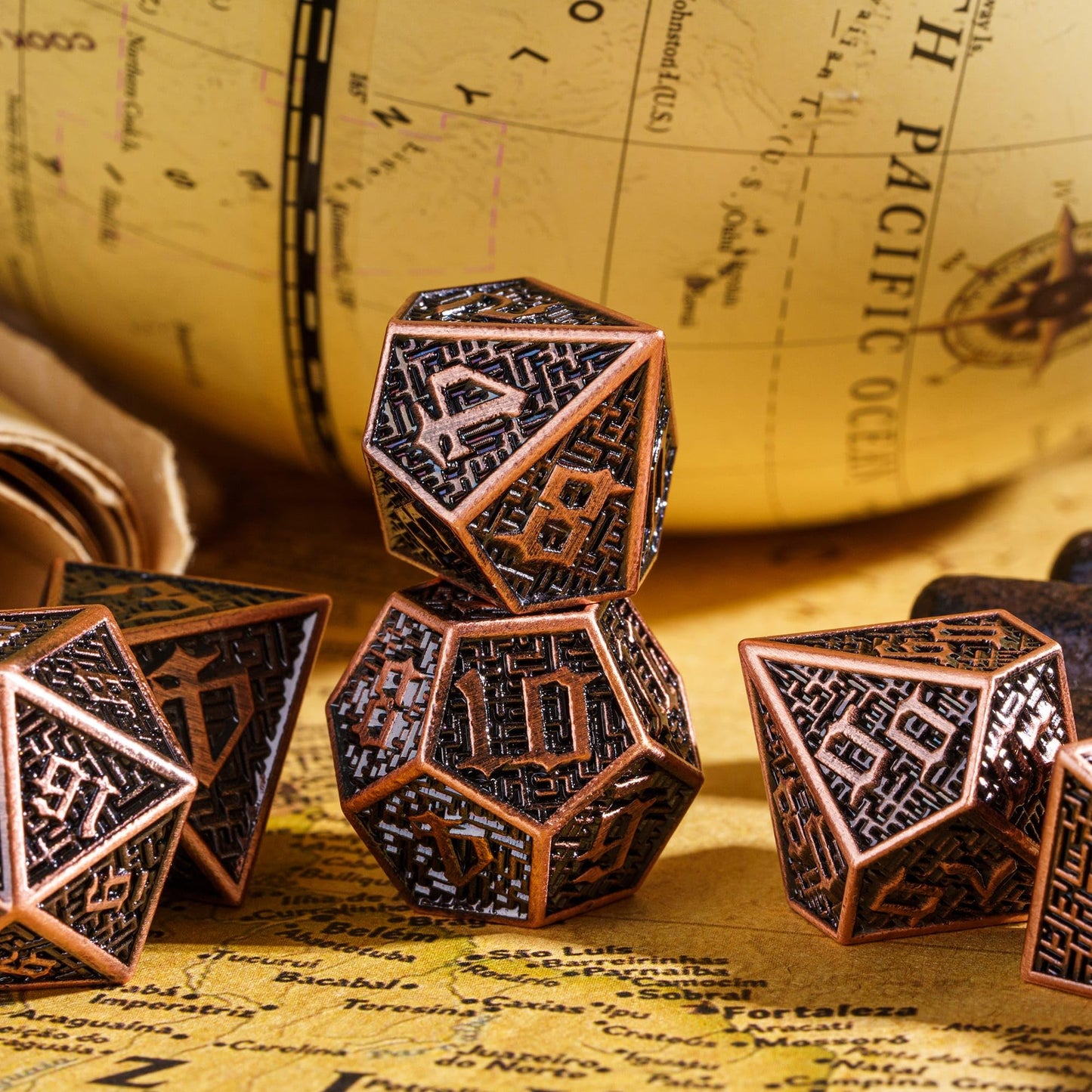 Udixi Polyhedral Dice Set Metal Dnd Dice 7Pcs Maze Carved Dungeons And Dragons Dice For Role Playing Dice Games