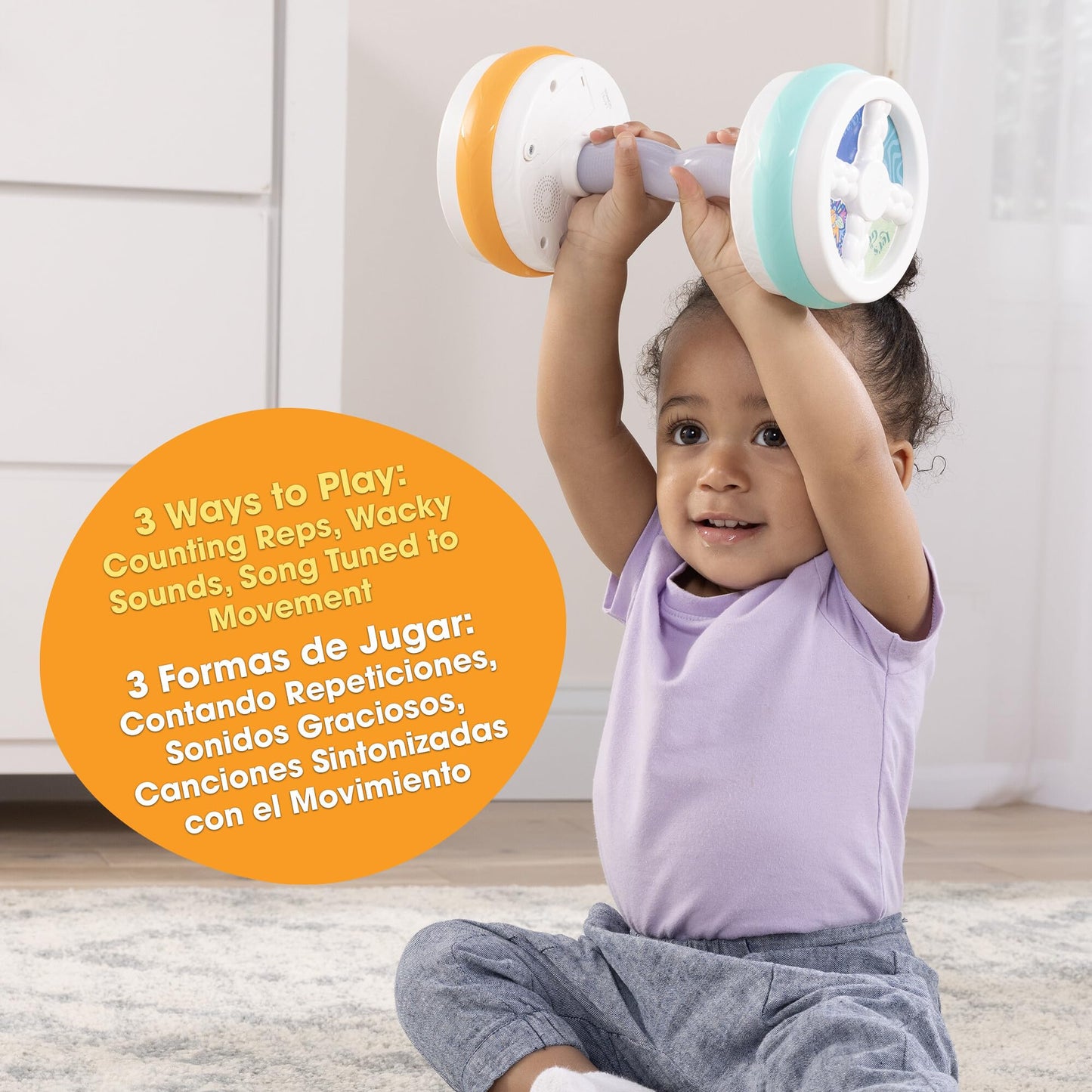 Beb Fuerte Baby Workout Toys By Robin Arzon - Count & Groove Bouncy Barbell - Baby Play Gym Toys With Lights And Sounds - Coun