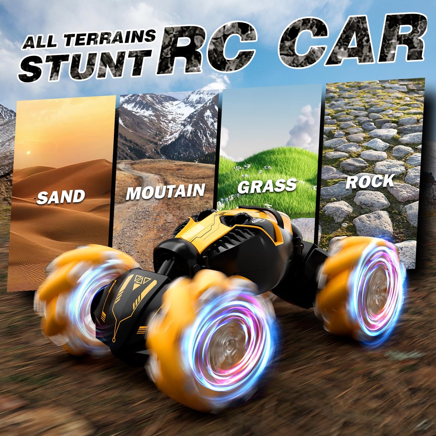 Remote Control Car for Boys 8-12, 4WD Gesture Sensing RC Stunt Car 2.4Ghz with Lights Music Sprayer RC Cars for Boys Age 4-7 8-1
