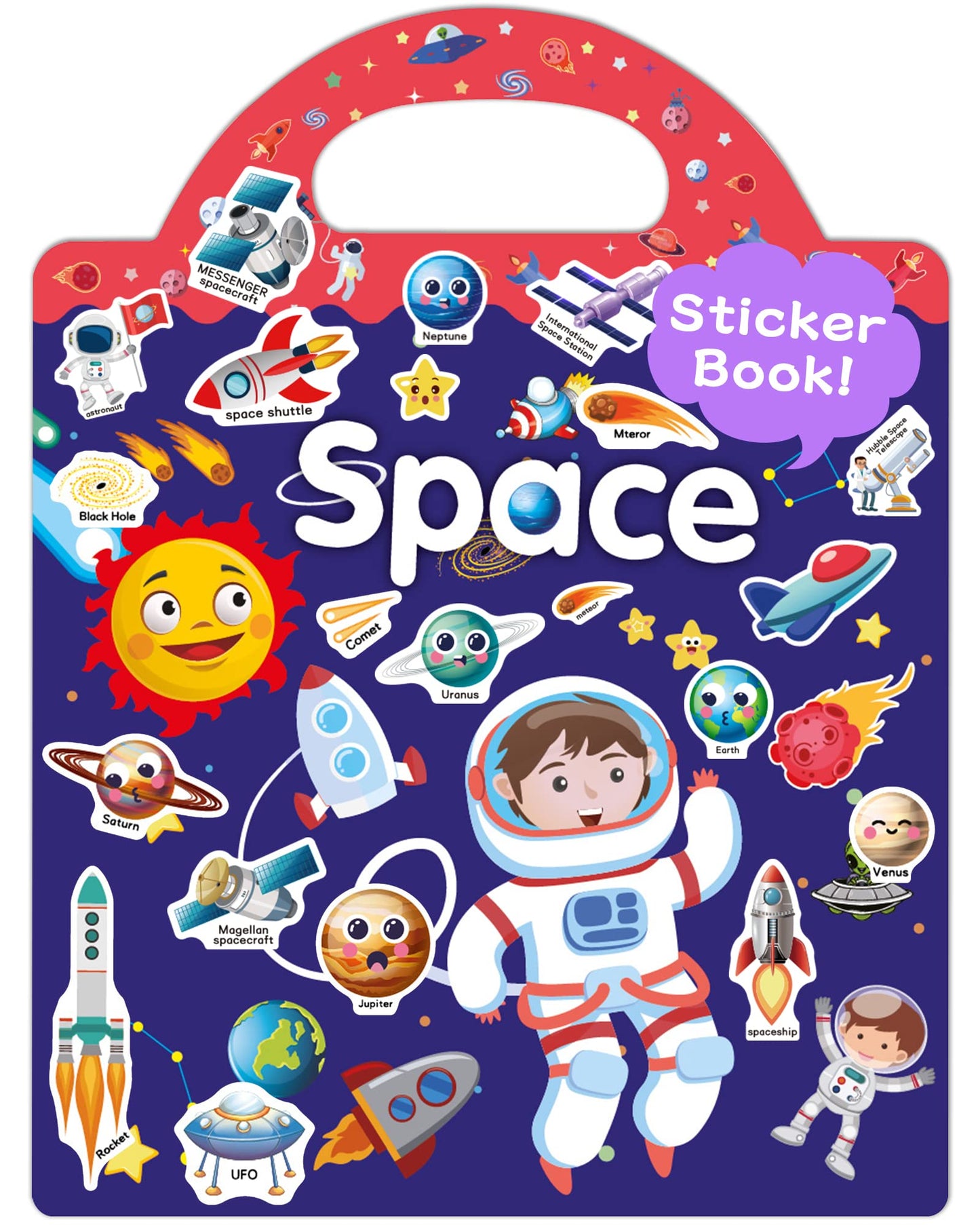 Benresive Reusable Sticker Book For Toddlers 2-4 Years, Fun Travel Stickers For Kids, Waterproof Sticker Books For Toddlers 1-3, Crafts Activities For Todddlers 1-3 2-4 3-5 - Space