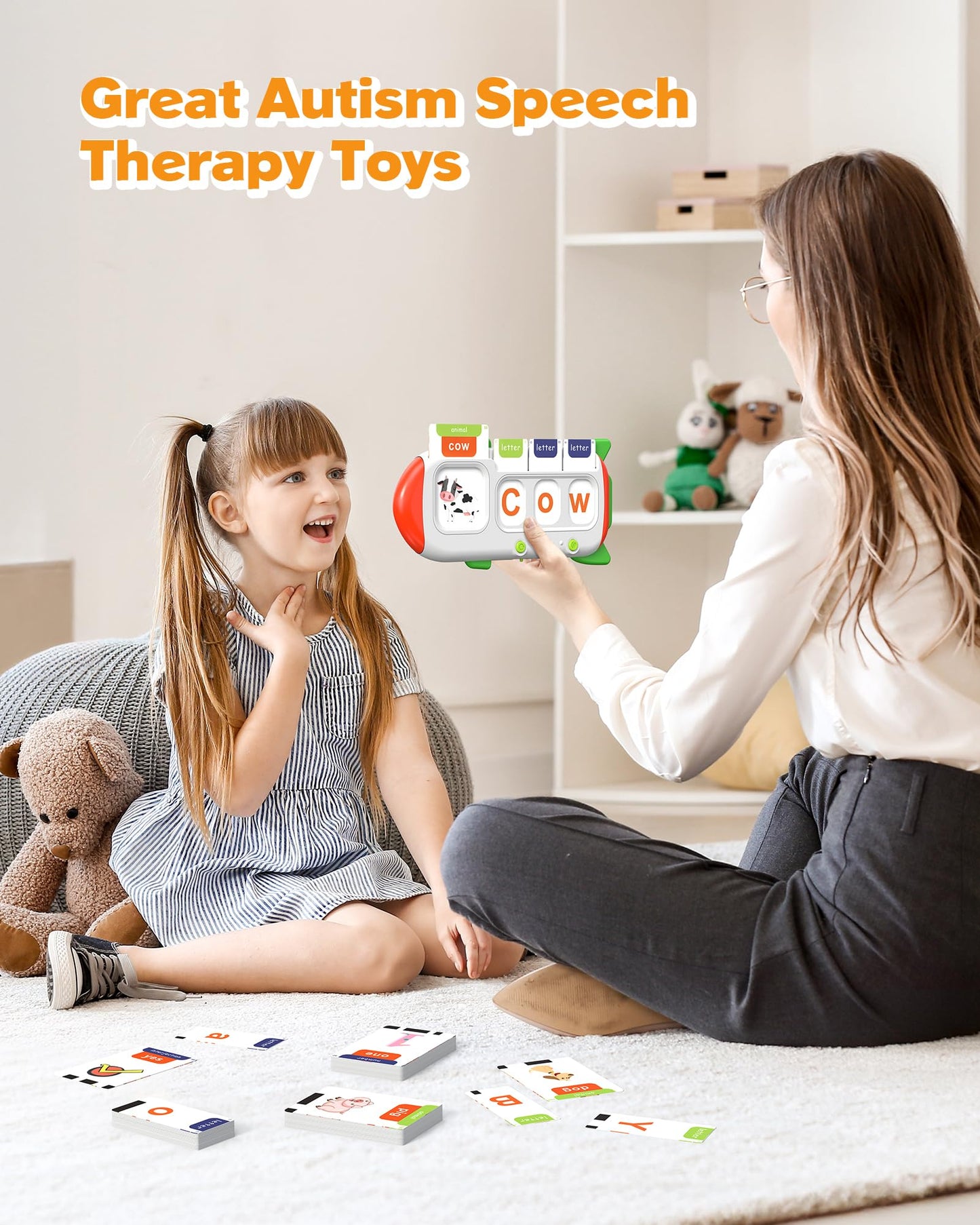Alphabet Talking Flash Cards For Kids 3+ Years Old, Spelling Games, Teach Kids Abc Letters & Words, Montessori Learning Toys, Co