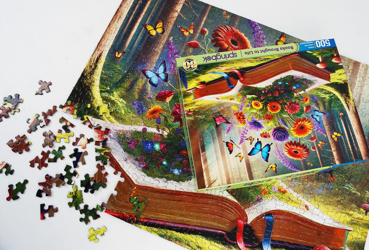 Springbok Books Brought to Life 500 Piece Jigsaw Puzzle for mature-themeds - Magical Book Illustration by Springbok Designs - Unique Cut Pieces