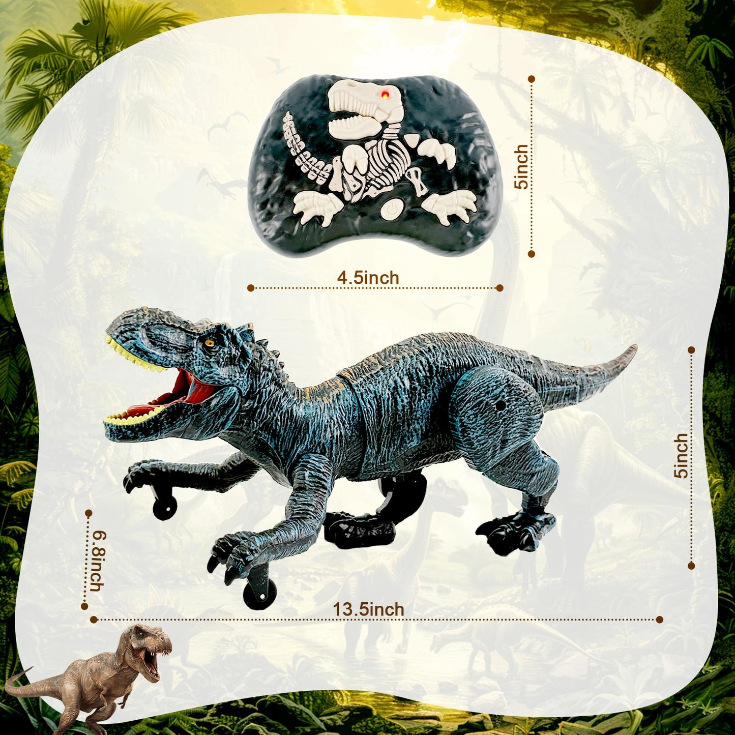 Talgic Remote Control Dinosaur For Boys 4-7, Robot Dinosaur Toys For Kids 5-7, Rc Dinosaur With Realistic Legs & Spray Stream,Remote Dinosaur Toys For Kids3 4 5 6 8 Year Old Boy Birthday Gift (Blue)