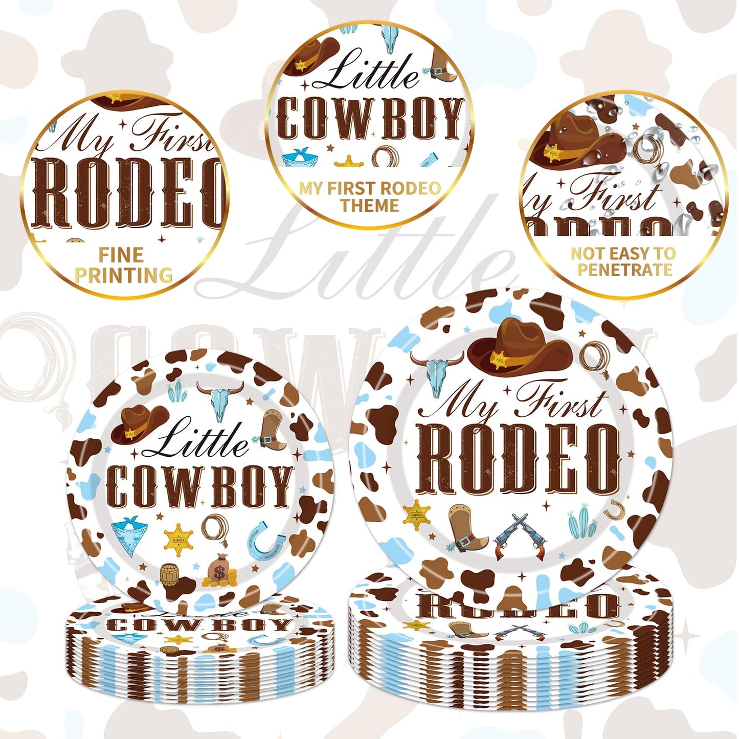My First Rodeo Birthday Party Supplies - Western Cowboy 1St Party Decorations For Boy Baby Shower My First Rodeo Plates Napkin F