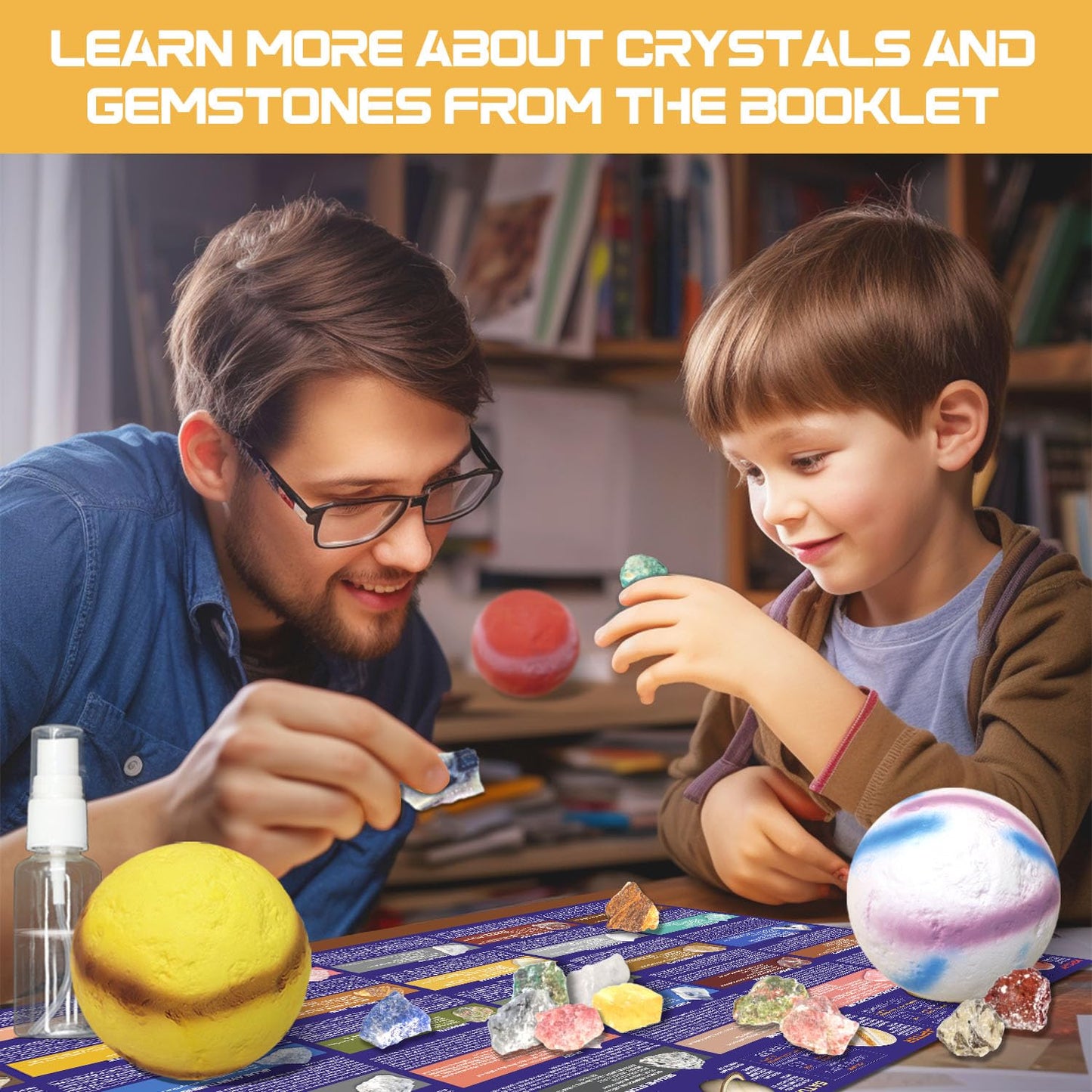 Pibex Gemstone Dig Kit, Dig Up 30 Rocks & Minerals From 6 Solar System Planets, Archaeology Geology Science Experiment Activity