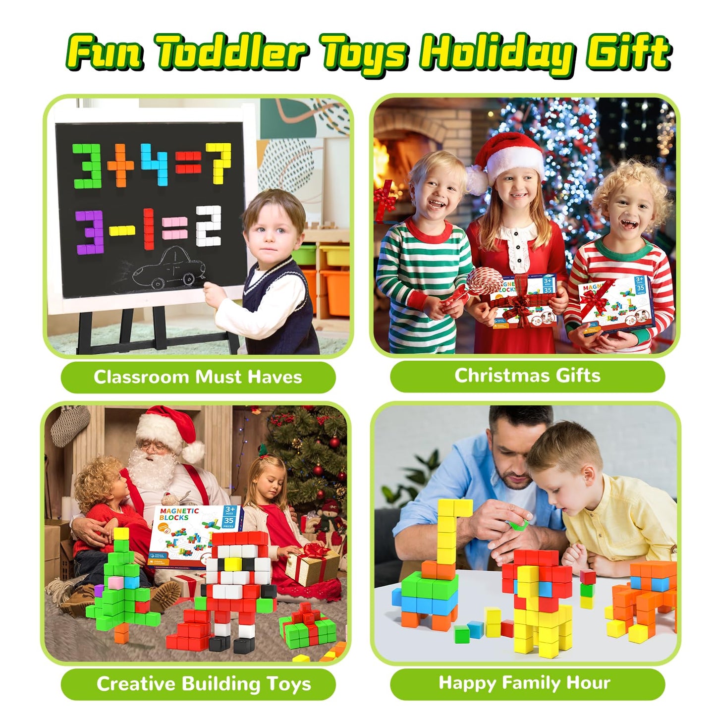 Hiwawind Magnetic Blocks - Large Plastic Building Toys for Toddlers 3-5, STEM Learning & Color Recognition, Sensory Gifts for Kids