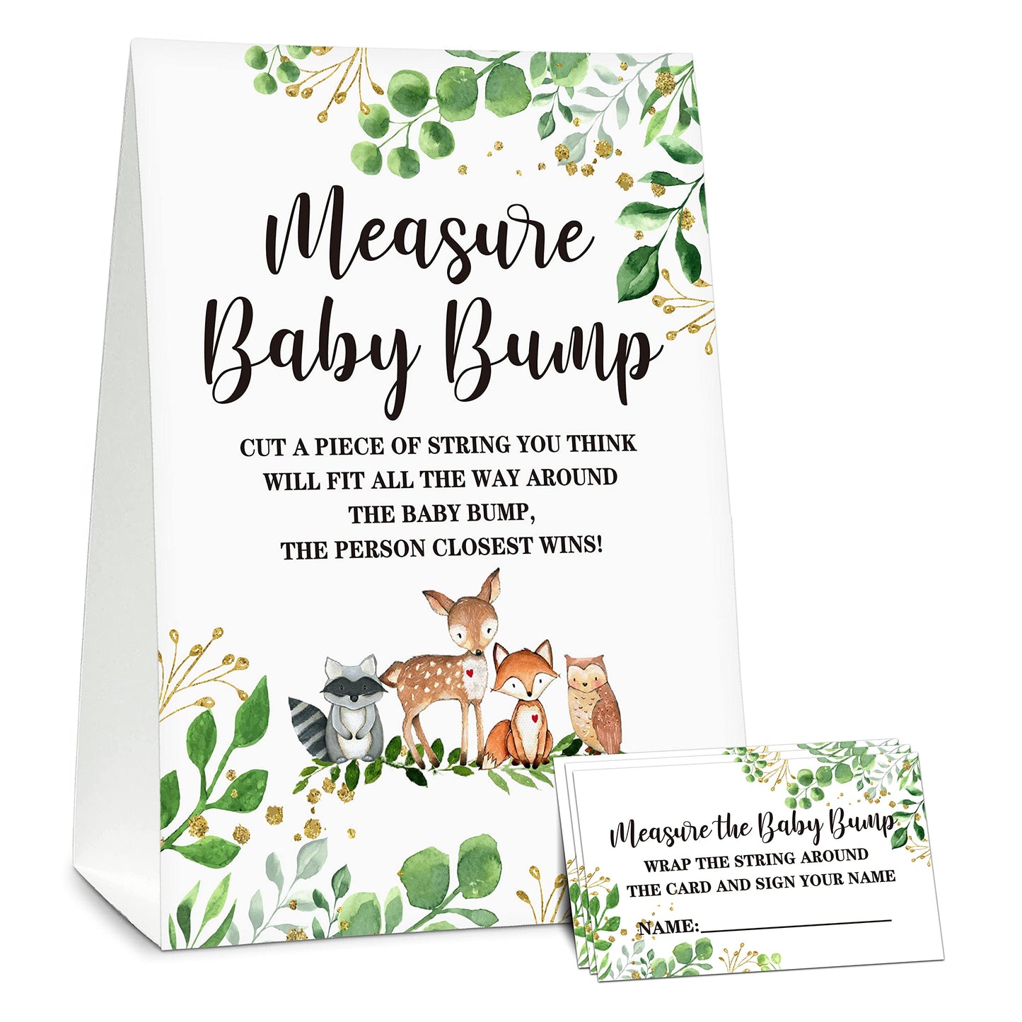 DETIHO Woodland Animal Measure The Baby Bump Baby Shower Game Set