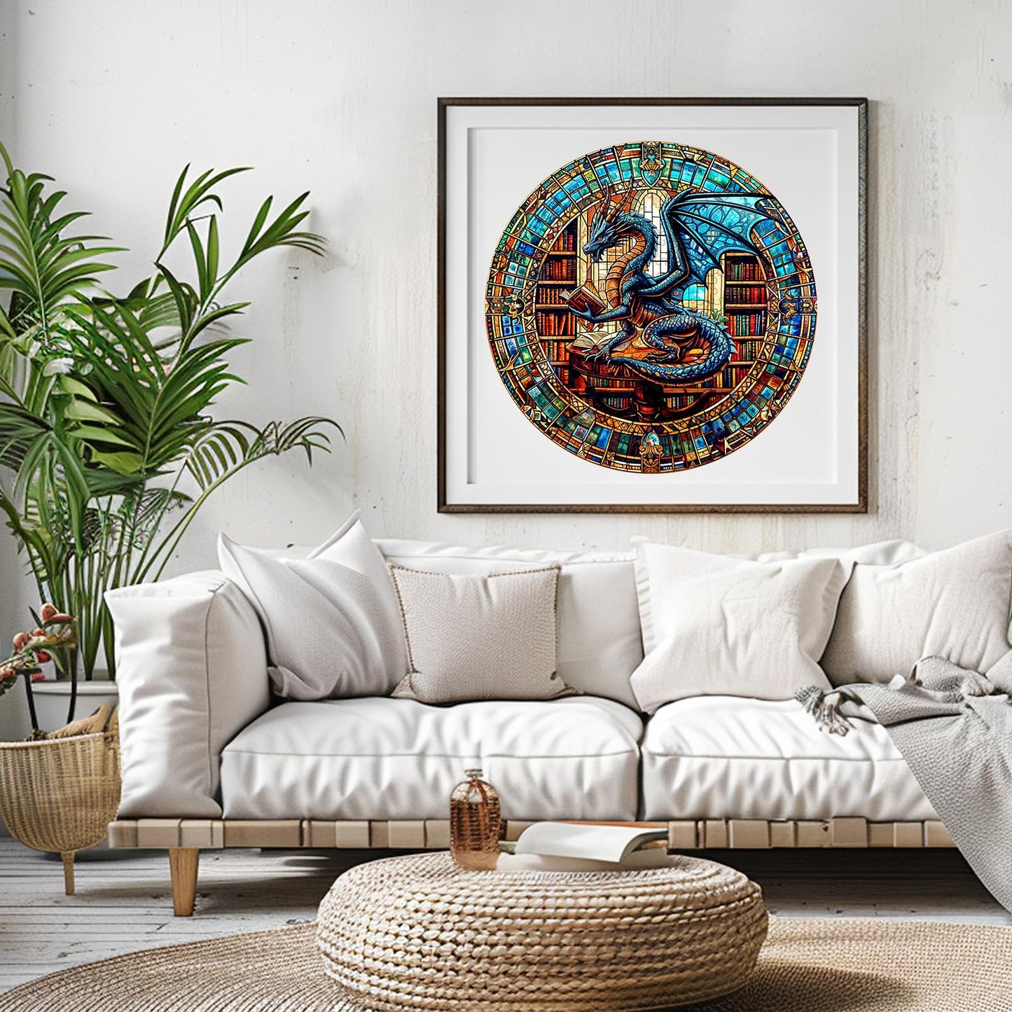 Wooden Puzzles for mature-themeds - The Dragon's Library Wooden Jigsaw Puzzles for mature-themeds Kids Unique Shaped Challenging Animal mature-themed Puzzles Creative Gifts Family Game 11.4 * 11.4in 200pcs