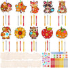 JellyArch 30 Pack Thanksgiving Wind Chime Making Kit for Adults Fall Pumpkin Leaf Animal DIY Wooden Crafts for Halloween Activit