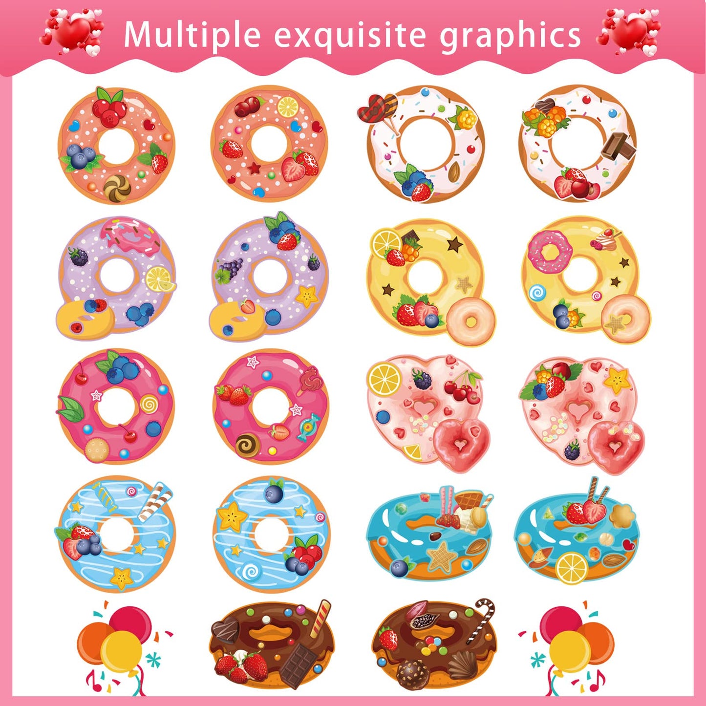 27 Sheets Make A Face Donut Stickers For Kids Make Your Own Dessert Stickers Mix And Match Sweets And Treats Fruit,Donut Themed