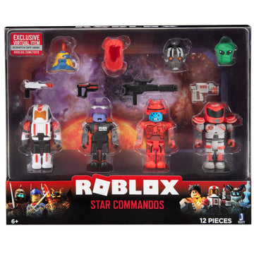 Roblox Action Collection Star Commandos Four Figure Pack - Medium Plastic Toys with Exclusive Virtual Item