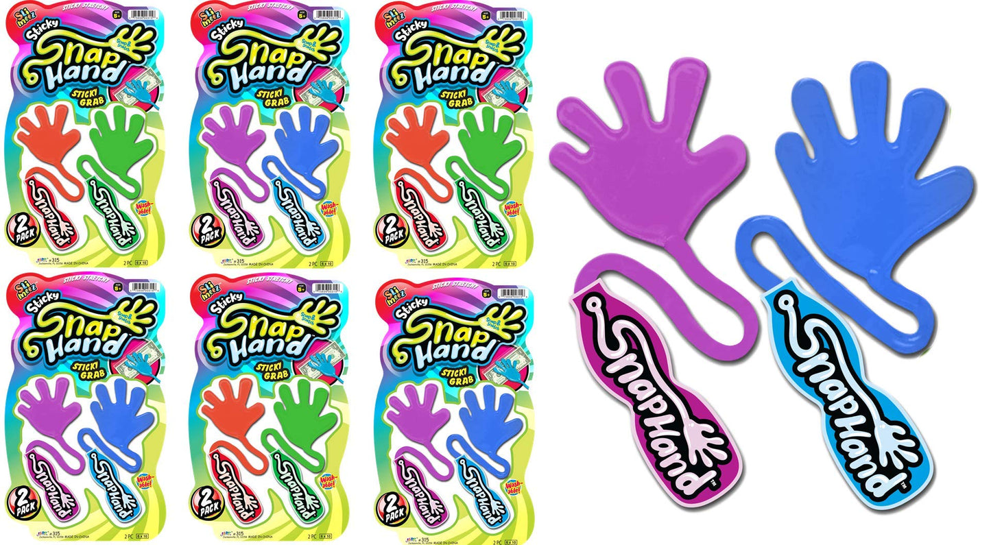 Ja-Ru Super Stretchy Sticky Hand Fidget Toy (6 Pack, 12 Sticky Hands) Sticky Slap Hand For Kids & Adults. Bulk Party Favors Goodie Bag Birthday Gifts Easter Basket Stuffers Classroom Prizes. 315-6P