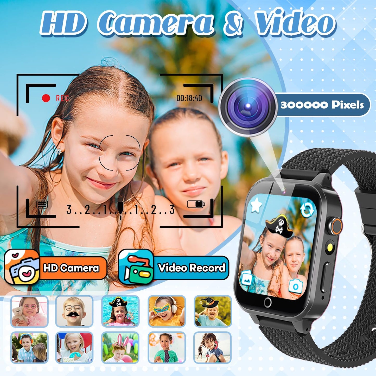 Tywop Smart Watch For Kids Girls Age 3-12 With 26 Puzzle Games Hd Video Camera Touchscreen Music Player Learning Cards Storybook Pedometer Metal Case Kids Watch Toy Birthday Gifts