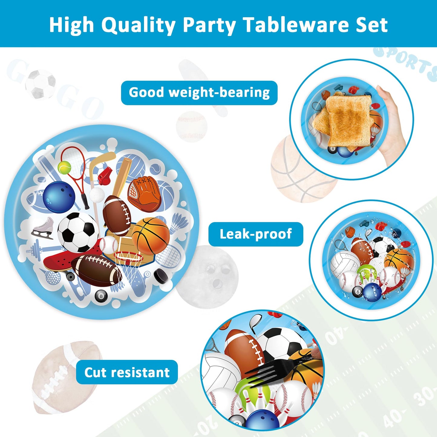 Bqk 96 Pcs Sports Themed Birthday Party Supplies Sports Birthday Party Decorations Sports Plates Sports Napkins Sports Party Sup