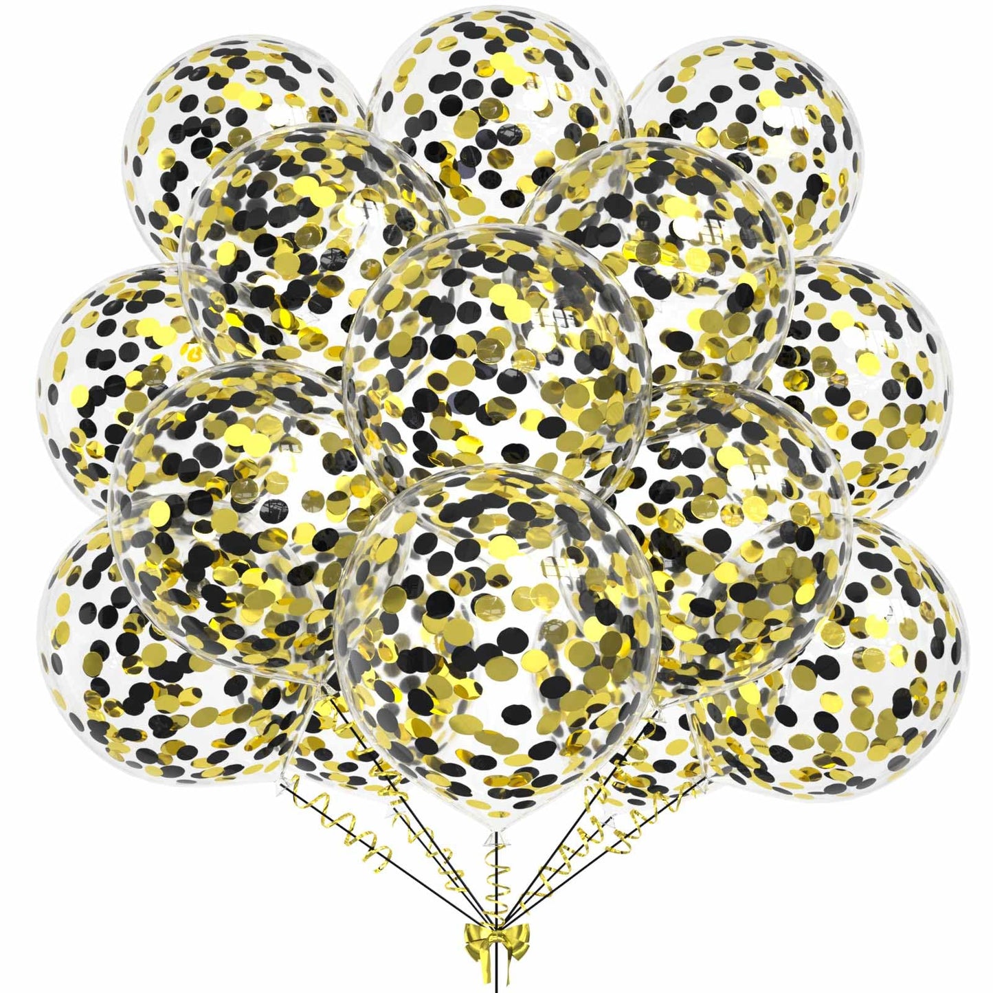 50Pcs Gold Black Foil Confetti Balloons,12 Inch Latex Balloon With Gold Black Confetti Inside For Birthday Family Party Graduation Decorations