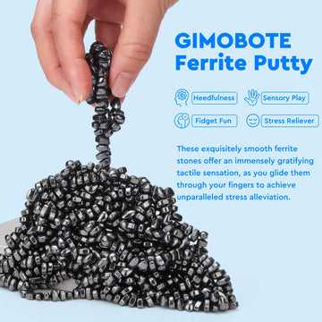 Gimobote Original 1000+ Ferrite Putty Black, Fidget Toy Ferrite Rocks For Stress Relief, Sensory Toy For Adults & Teens 14+, Fer
