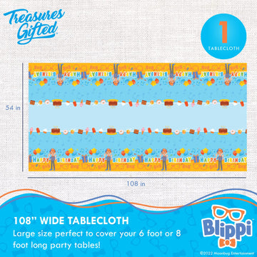 Treasures Gifted Officially Licensed Blippi Birthday Party Supplies - Pack Of 1 - Blippi Tablecloth, 54In X 108In - Blippi Table