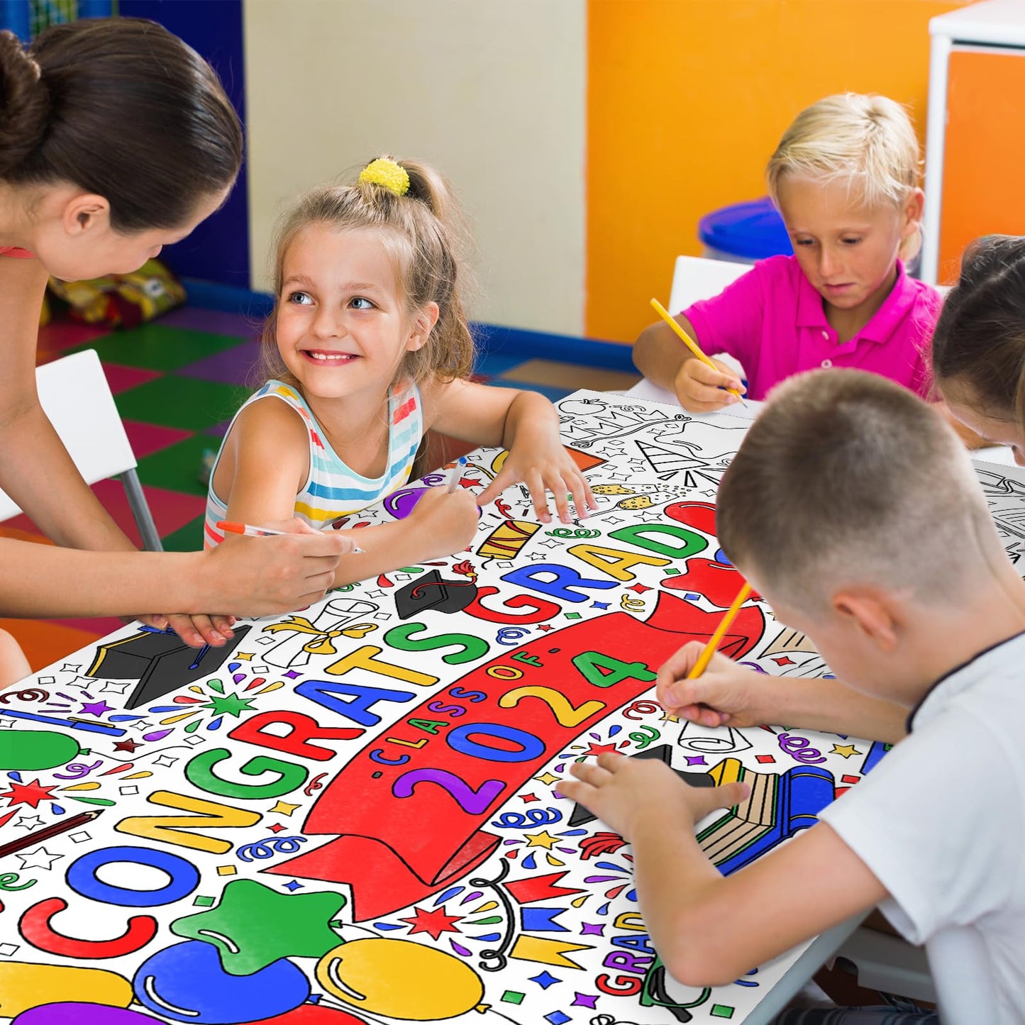 Gatherfun Graduation Party Giant Coloring Poster - 31.5X 72 Inches - Versatile Classroom Wall D Cor & Graduation Activity - Cla