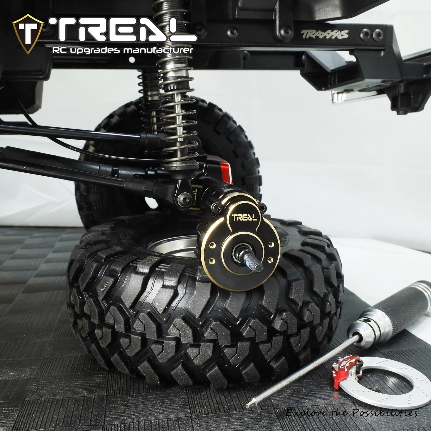 Treal Brass Outer Portal Covers 42G/Pc Heavy Weight Compatible With Trx-4/Trx-6 Black
