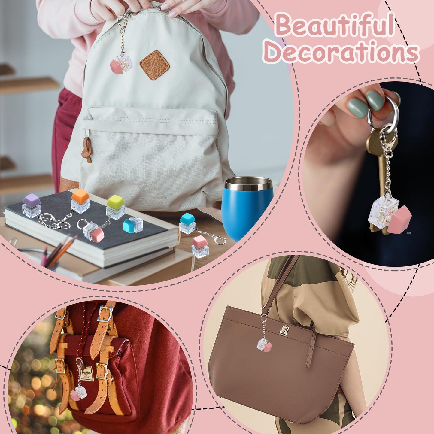 6 Pack Keyboard Fidget Toy Keyboard Fidget Keychain Keyboard Decompression Button Finger Clicker Toys Button Stress Relief Fidget Gifts for mature-themed to Relief Stress (Multicolor)