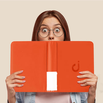 Toploader Binder Holds 128 Top Loaders - 4 Pocket Top Loader Binder for 3 x 4 Rigid Card Holders for Trading Cards or Sports Cards Model A - Classic Orange