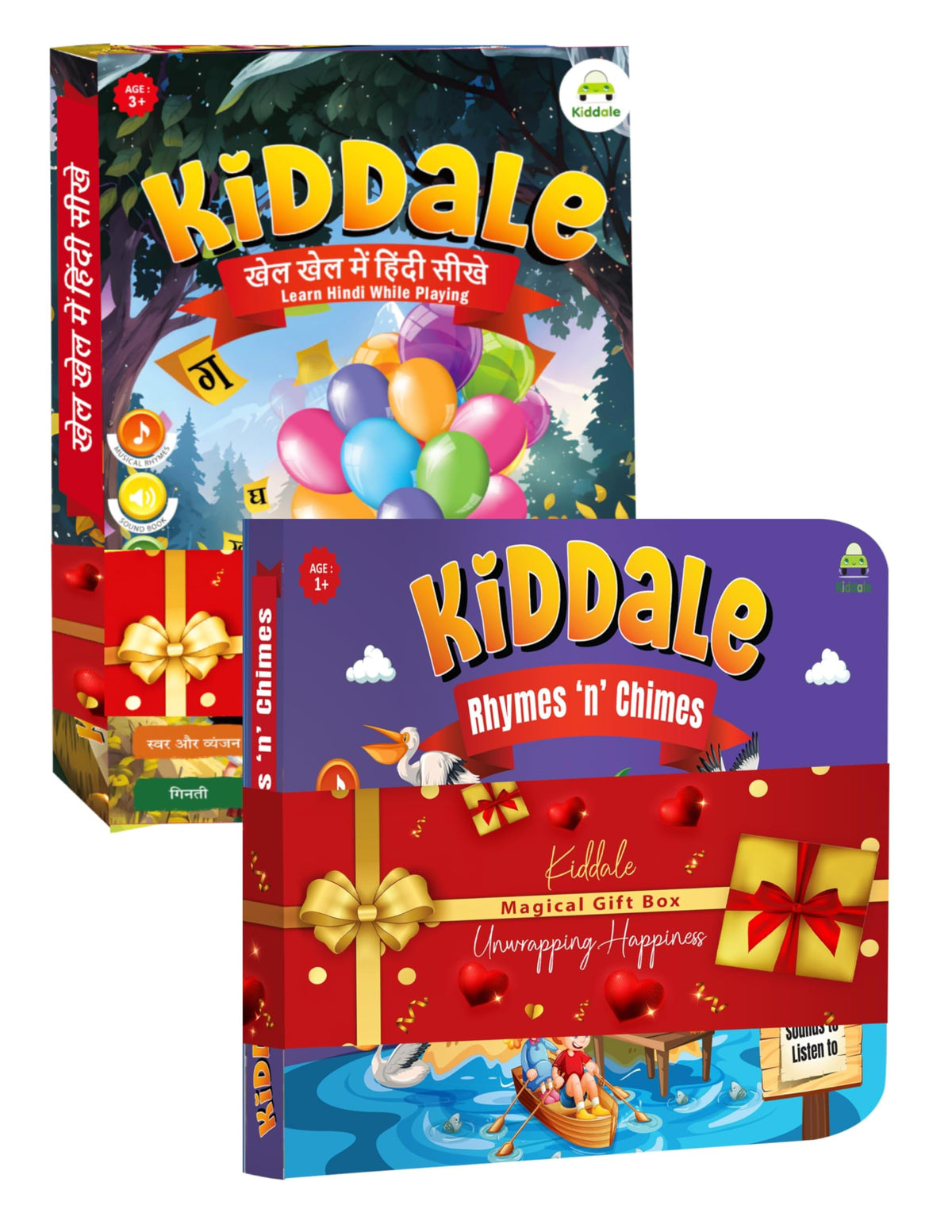 Kiddale Pack Of 2 Musical Sound Books Khel Khel Mein Hindi Sikho (Varnamala) & Rhymes And Chimes Interactive Learning For Ki