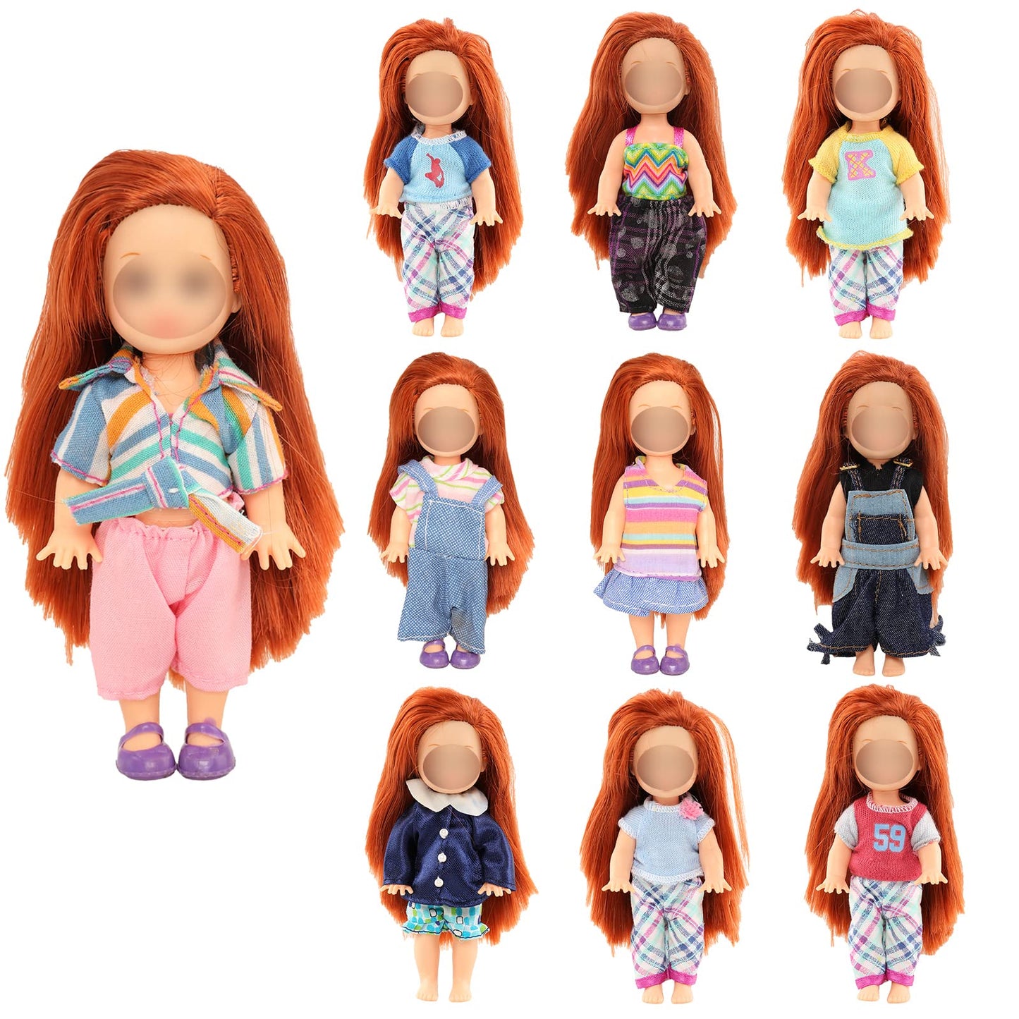 Barwa 6Pcs 4 Inch Doll Clothes Fashion Dresses Outfit For 4 Inch Doll 5 Inch Doll