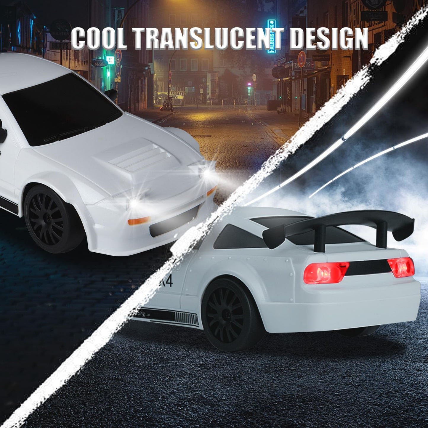 iBlivers Mini RC Drift Car with Full Proportional Throttle, 1:24 Remote Control Car 4WD Drift GT-RX7 RC Cars Vehicle High-Speed