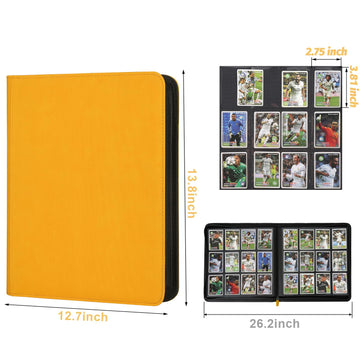Trading Card Binder 12 Pocket GERMUN PU Cover Card Binder for 720 Cards enhanced Trading Card Holder Folders Double Sided Pocket Card Album for MTG TCG (Yellow)