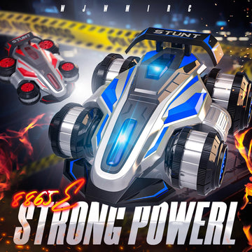 WJWMIRC 1:14 Remote Control Roll Stunt Car for Boys 360Rotating 4WD RC Cars with Lights Music Upright Walking Four-Wheeled Rollo