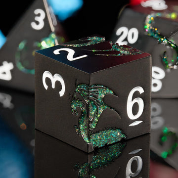 HNCCESG D&D Dice Set Metal Dragon Polyhedral DND Dice Set with Dragon Gift Box for Game Dice Dungeons and Dragons TTRPG(Black wi