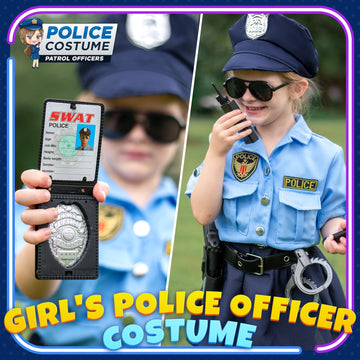 Luucio Girls Police Officer Costume For Kids, Police Costume For Kids, Halloween Costume For Girls, Role Play Kit For Girls