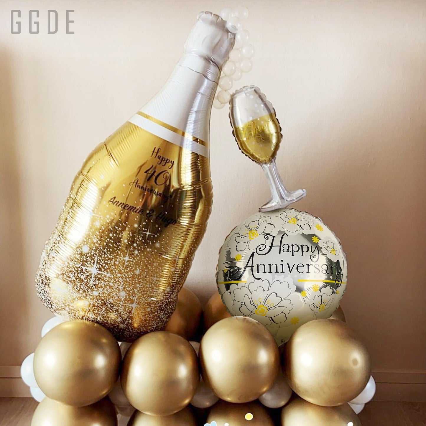 6 Pcs Anniversary Mylar Balloons Round Foil Helium Balloon Happy Birthday Party Decorations Supplies 18 Inch