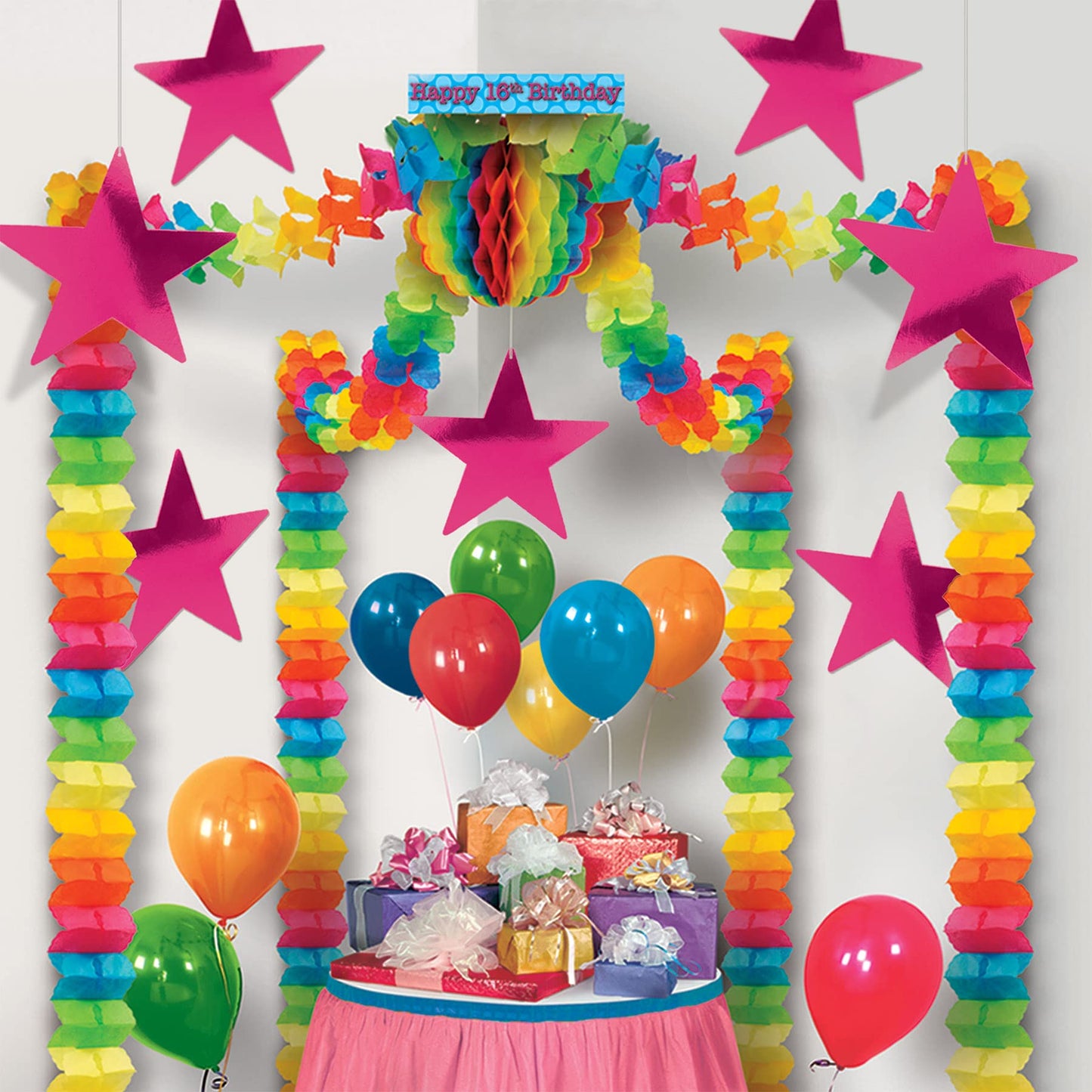 Beistle 24-Pack Cerise Foil Star Cutouts, 12” Paper Party Decorations for Events & Celebrations, Model 55839-C
