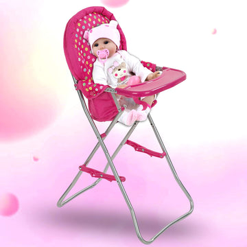 Fash N Kolor Baby Doll High Chair, Fits 18 Inch Baby Dolls, Pink Color Toys High Chair For Dolls