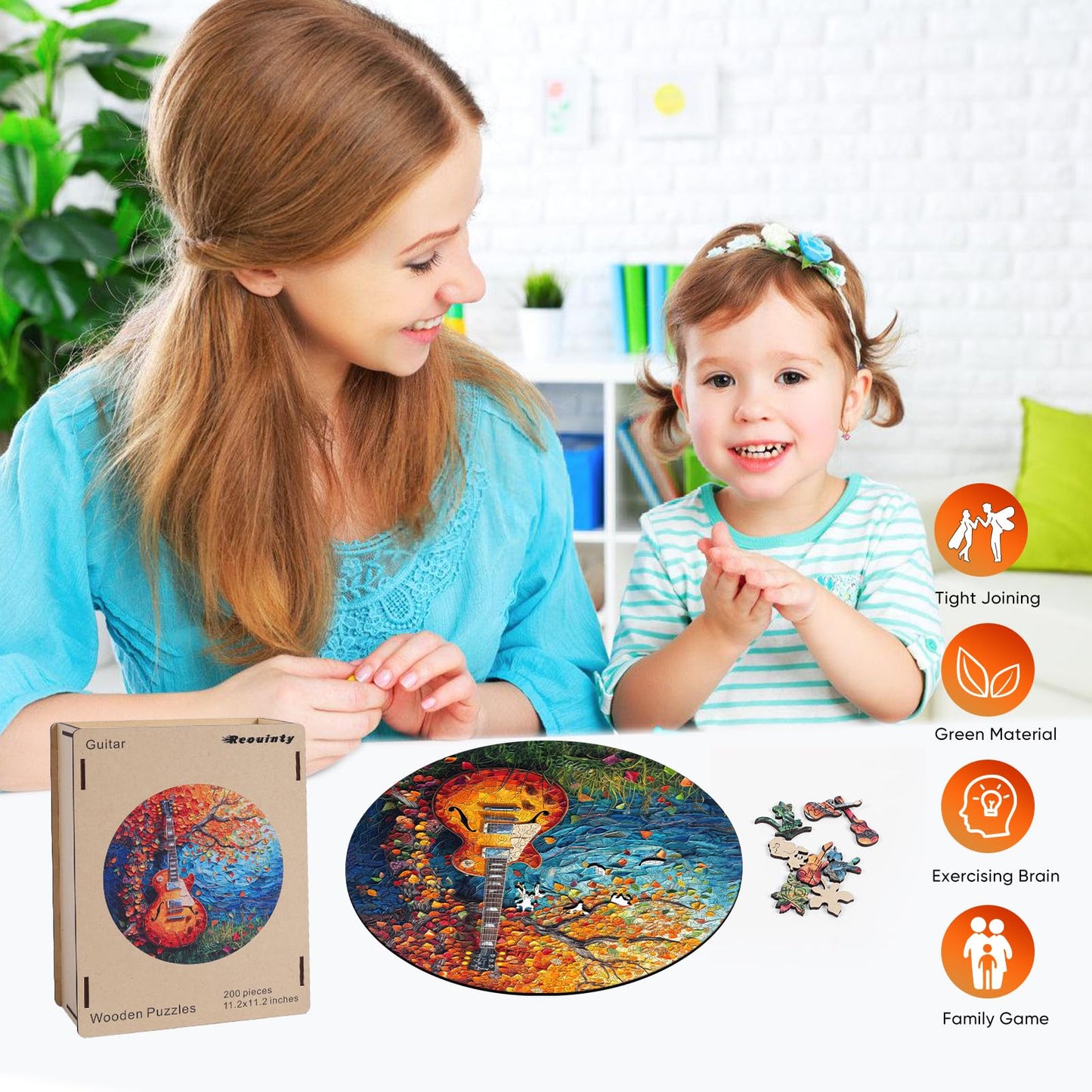 Wooden Puzzle For Adults 500 Piece, Autumn Jigsaw Puzzle, Guitar Wooden Jigsaw Puzzles, Thanksgiving Garden Puzzle, Beautiful Wo