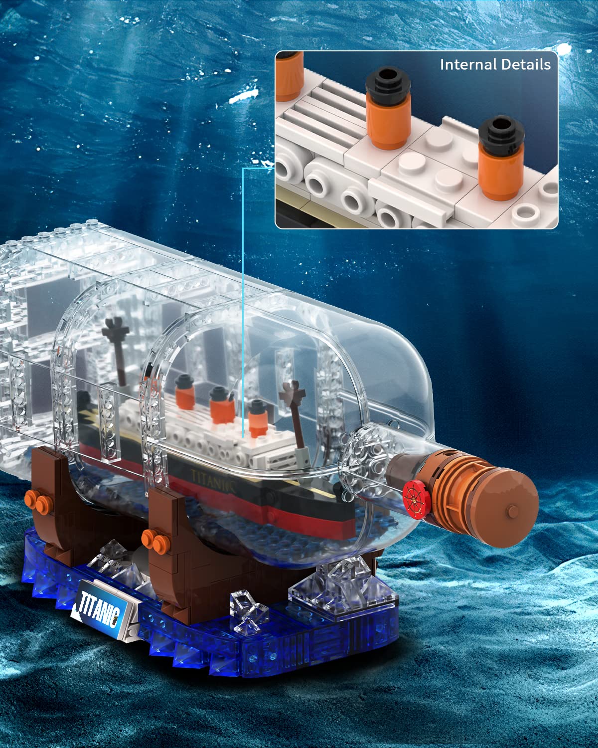 Dovob Titanic Ship In A Bottle Building Blocks Set, Creative Collectible Display Model Set, Great Idea Gift Toy For Adults And Kids(878 Pcs)