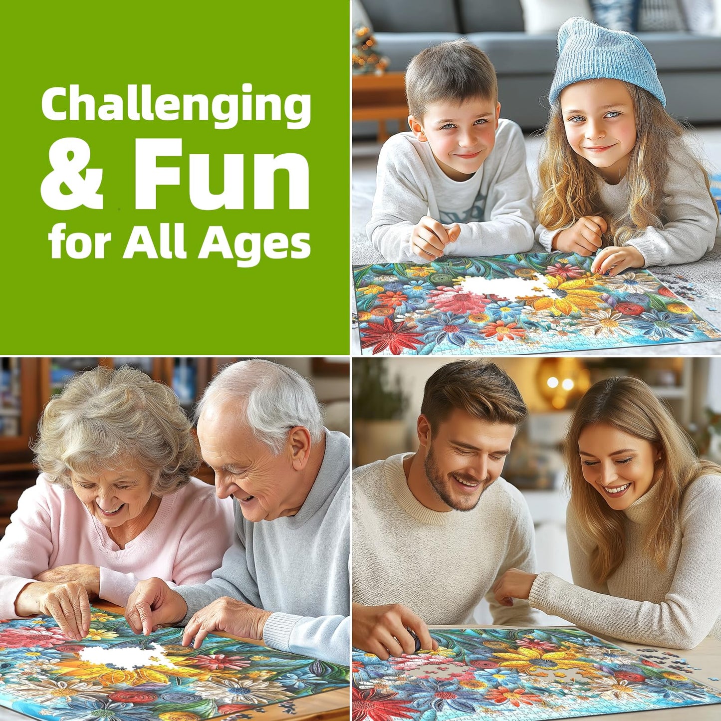 Miniwan Puzzles For Adults 1000 Pieces Colorful Flower 1000 Pieces Jigsaw Puzzle For Adults Challenging Art Paper Puzzle Impossi