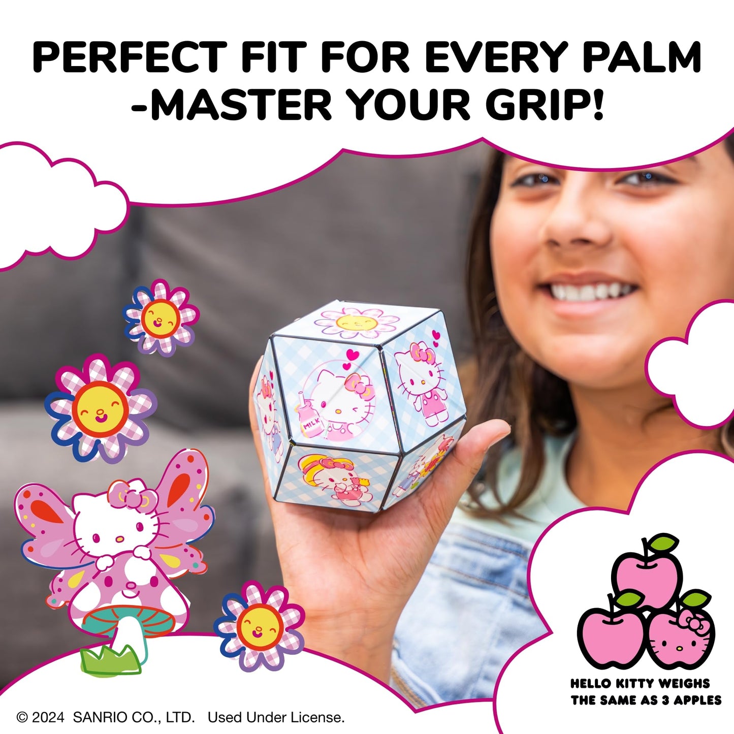 Shashibo Hello Kitty & Friends Shape Shifting Box - Award-Winning, Patented Magnetic Puzzle Cube W/ 36 Rare Earth Magnets-Fidget Toys For Adults & Kids 8+,Transform Into Over 70 Shapes (Garden Doodle)