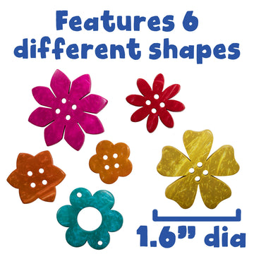 Ready 2 Learn Coconut Flowers - Set Of 50 - 6 Shapes - 5 Colors - Natural, Hand Made Counters For Kids - Use For Crafts And Jewl