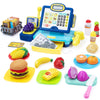 SUPERHIGH Cash Register for Kids - Blue & Yellow Toy with Scanner, Cuttable Food, Microphone - Perfect Gift for Toddlers 3-8 Years