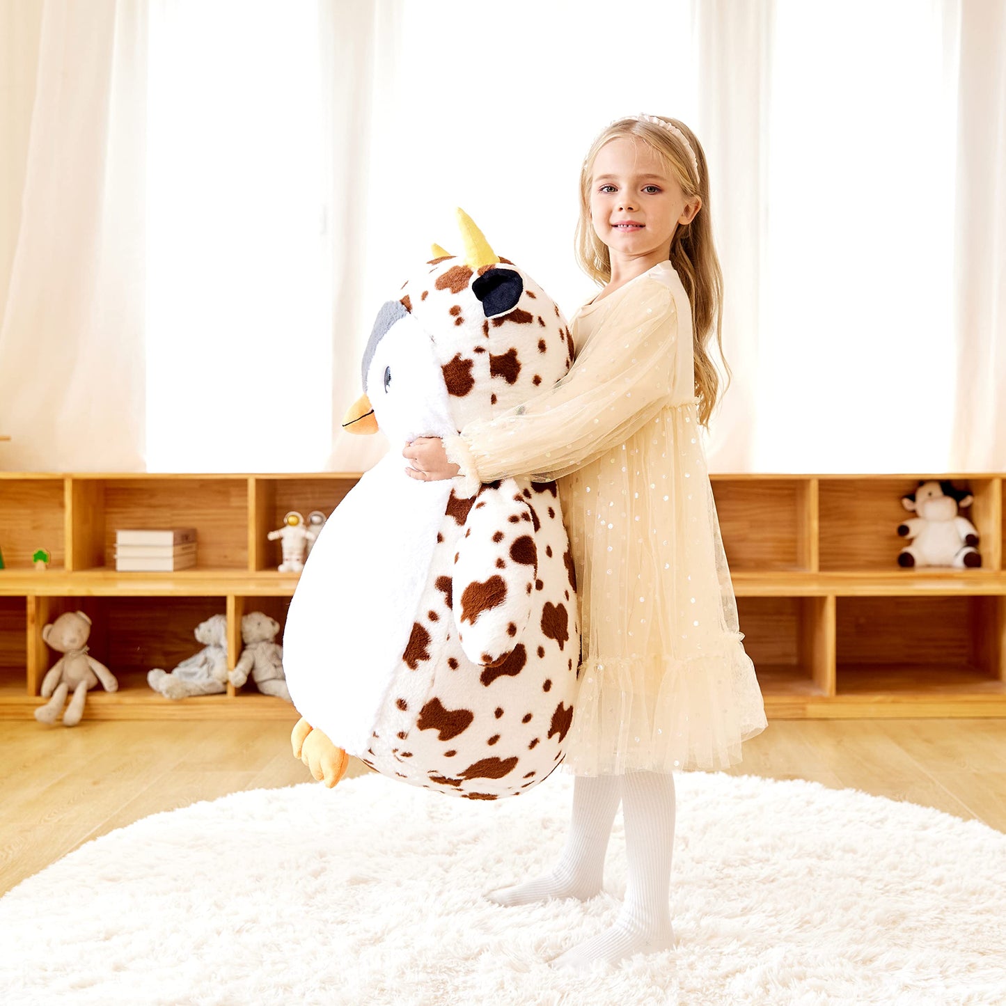 EARTHSOUND Giant Penguin Plush Toy, 23" Jumbo Soft White Stuffed Animal, Model 2236543, Cute Fluffy Gift for Kids