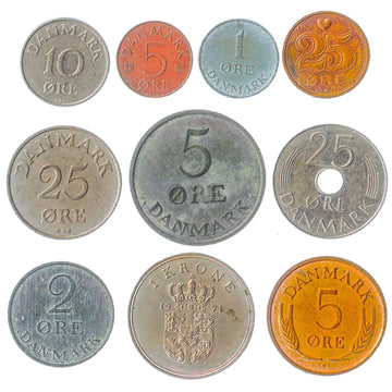 Denmark 10 Mixed Coins | Danish Currency | Ore | Krone | Queen Margrethe II | Since 1973